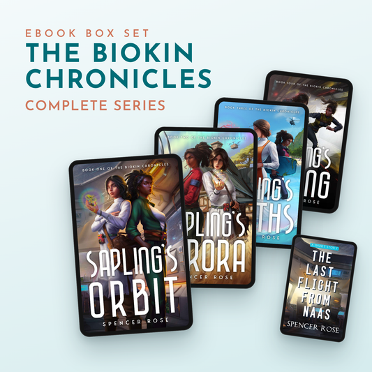 The Biokin Chronicles complete series: four ebooks on tablets plus the bonus prequel The Last Flight From Naas
